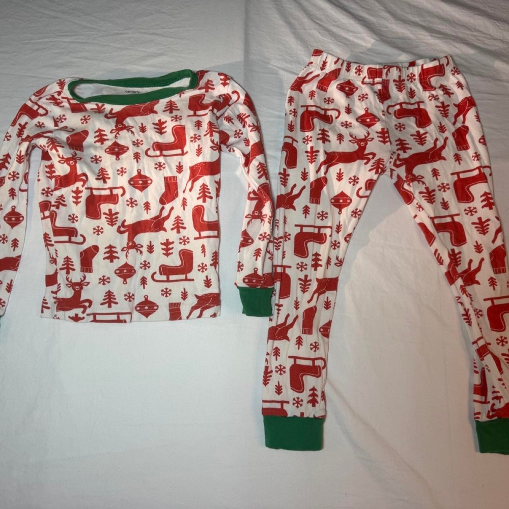 Carters Red and White Christmas Pajamas Set